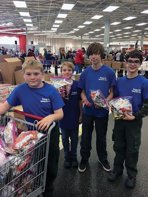 Troop 53
Troop 53, drawing members from Mattapoisett, Marion, and Rochester, spent Saturday, November 25, volunteering at Cape Cod Cares For the Troops in Hyannis. The boys and their families assembled care packages for troops deployed overseas. Photo courtesy Reza Sarkarati
