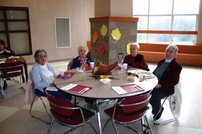 Senior Thanksgiving Dinner
Suzy Reed, Palmeda Daggett, Claire Gaumont and Tima Florindo enjoy themselves at the senior Thanksgiving dinner at ORR on November 20, 2011. Photo by Robert Chiarito.
