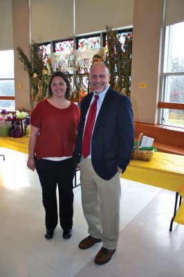 Senior Thanksgiving Dinner
Senior Thanksgiving Dinner organizer Erica Ponte and Old Rochester Regional Junior High School principal Kevin Brogioli enjoy the festivities at the annual senior event on November 20, 2011. Photo by Robert Chiarito.
