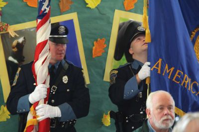 Veteran’s Day 
On November 12, members of the Mattapoisett community gathered together at Old Hammondtown Elementary School for their annual Veteran’s Day ceremony.  Commander Michael Lamoureux served as emcee of the event while State Representative William Straus, Selectman Paul Silva, Veterans’ Agent Barry Denham and U.S. Navy Lieutenant Scott Burrill addressed the audience.  The school’s chorus and band played patriotic tunes while the Mattapoisett Police Department presented the colors.  Photos by Katy Fitzpatrick
