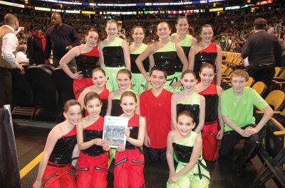 Celtic's Dancers
On Friday April 3, 2009 dancers from Kaleidoscope of Dance and Gymnastics recently performed at the Boston Celtics Game. Sixteen boys and girls ranging in age from 8-18 years of age performed a hip hop dance on the parquet floor of the Boston Garden.  Pictured are: Sarah Leroux, Katie Mc Carthy, Margeau  Frigon, Katrina Anderson, Ashleigh  Osgood, Alexandra Osgood, Emily Madden, Aurora Semple, Cam Decas, Kayla McDougal, Isabella Hortsmann, Robert Garrity, Charlotte Rathborn, Alexia Barber, Julia Hall, and E
