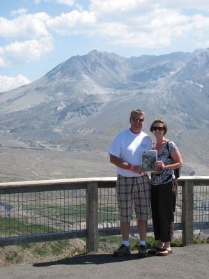 Mount St. Helens
Steve Macomber and Becky Love of Marion & Mattapoisett, pose with The Wanderer at Mount St. Helens on a recent trip out west. 
