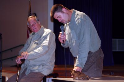 Wild Kingdom
On Friday, May 29, 2009 Jim Fowler, host of Mutual of Omahas Animal Kingdom visited the Sippican Elementary School. Mr. Fowler brought with him a variety of animals. Photo by Sarah K. Taylor
