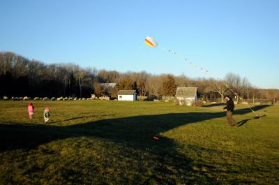 Fun with Kites
Mattapoisett residents Colin Everett and his daughters Aubrey (5) and Catherine (2) enjoying the mild weather at Ned's Point. Photo by Felix Perez.
