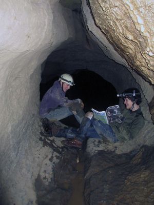 Clarksville Cave
Justin Shay (left) of Rochester and James Goulart (right) of Mattapoisett take a quick break during a recent caving trip into Clarksville Cave in Clarksville, NY. March 6, 2014 edition
