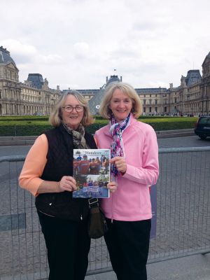 Paris
Sisters Bridget Gribb (on the left) and Anne Throop Johnson took along The Wanderer on their recent trip to Paris, shown here n front of the Louvre museum. September 5, 2013 edition
