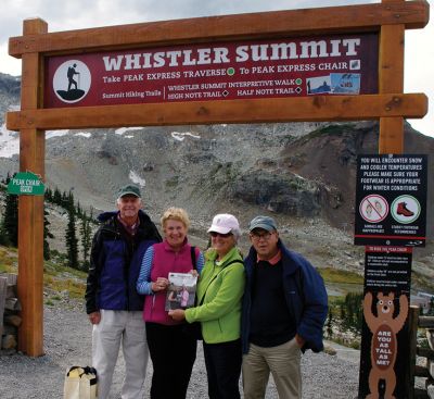 Whistler Mountain
This photo was taken at the top of Whistler Mountain, British Columbia, on September 21, 2013.  Both couples, Pat and Dick Kallio and Steffi and Charlie Peck, spend their summers in Mattapoisett.
