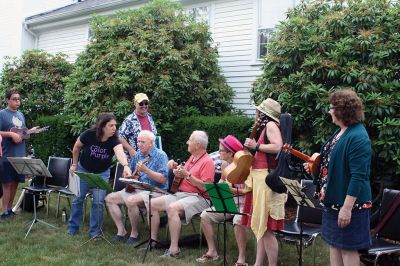 7th Annual Massachusetts Walking Tour
The 7th annual Massachusetts Walking Tour walked into Mattapoisett village on June 23. Joined by local musicians, the concert on the grounds of the Mattapoisett Congregational church was enjoyed by young and old alike. Photos by Marilou Newell
