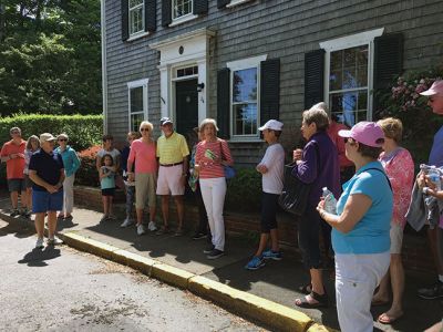 Historic Tri-Town Walking Tour
Sippican Historical Society treasurer and local author Judith Rosbe led the first Historic Tri-Town Walking Tour on June 15th through the village of Marion. Tour photos by Marilou Newell
