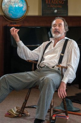 Walt Whitman 
Stephen Collins portraying America’s poet Walt Whitman entertains guests at the Mattapoisett Public Library on April 19. Collins bases his one-man performance on a script written by Michael Z. Keamy titled, “Unlaunch’d Voices: An Evening with Walt Whitman.” Photo by Felix Perez
