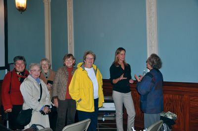 Climate Challenges
Mattapoisett Woman's Club members discuss climate change with a renowned scientist at the New Bedford Ocean Explorium on October 17, 2009. From left to right: Myra Hart, Lee Yeaton, Alice Williams, Judy Kennedy, Katrina Beneker, Scientist Ruth Curry, and Arnett Peccini.
