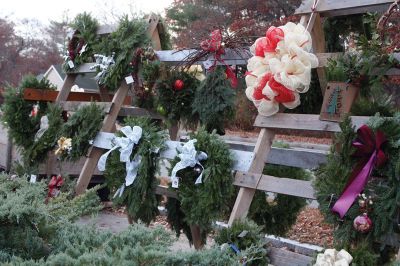 Sole Survivor
Tri-Town Relay for Life team “Sole Survivor” held its annual wreath sale over the holiday weekend at the old Al’s Yankee Clipper on Route 6 in Marion. Wreaths, as well as handmade kissing balls and evergreen decorations will remain on sale on Saturday and Sunday until Christmas or until supplies run out – and they are going fast! Photos by Jean Perry
