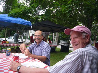 Marion Town Employees Appreciation cookout
Marion town employees at the appreciation cookout held on Friday afternoon at Bicentennial Park. (left) Ian Pratt, Scott Shippy, Tyler Pratt, Donna Hemphill, Paul Dawson, and John Cook (above)Board members Jeff Oakes and Norm Hills enjoy an appreciation supper on Thursday night.  Photos by Joan Hartnett-Barry
