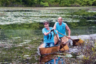 Memorial Day Boat Race
Keeping with an 80 year-old tradition, people with their home made boats raced toward the finish line during the annual Rochester Memorial Day Boat Race. Beginning at Grandma Hartley’s Reservoir on Snipatuit Road, boaters paddled the almost 12-mile race route to Herring Weir at River Road in Mattapoisett. There were 65 teams in all. Photo by Felix Perez.
