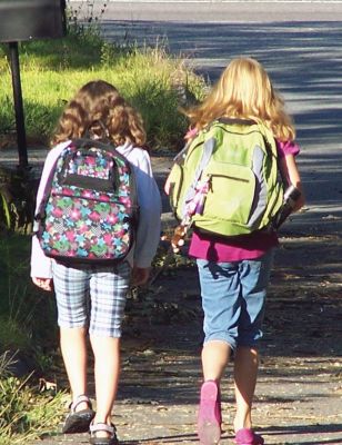 First Day
Good friends, Brianna Lynch and Danya Bichsel, headed up to the bus on their first day of school on August 31, 2011. Brianna and Danya both attend Old Hammondtown school. Photo courtesy of Maria Lynch.
