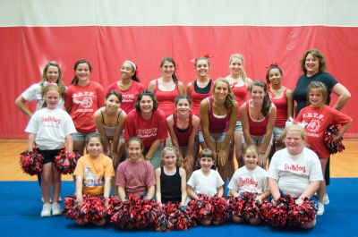 Catch the spirit! 
It was some tween fun at Old Rochester Regional High School on Sunday, September 5, 2010 when the schools varsity cheerleaders provided a cheer clinic fundraiser for young, aspiring cheerleaders. These younger cheerleaders will join the varsity squad at the ORR/Nauset football game on September 11, at the ORR David Hagen field at 7:00 pm. For more sports and ORR information, read the articles in this weeks issue from ORR students Anne Smith and Ben Resendes. Photos by Felix Perez.
