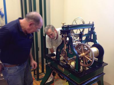 Center School Clcok
Rick Balzer makes the final adjustments to the Center School Seth Thomas Clock before it is moved to its new location. Photo by Katy Fitzpatrick 
