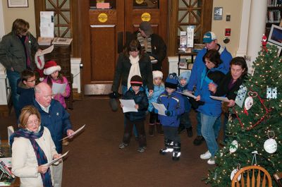 Holiday Caroling 
On Saturday, December 1, several Mattapoisett residents gathered together to go Christmas Caroling throughout the village. The carolers met at the Mattapoisett Library and made their way around town, stopping at the Inn at Shipyard Park for refreshments.  Photos by Feliz Perez. 
