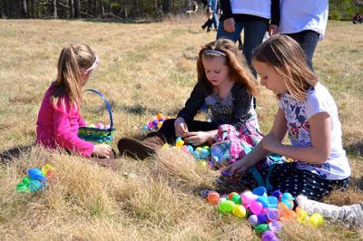 Ned’s Point Easter
The sky was blue above the greening grass on that sunny spring Mattapoisett morning by the sea. On April 12, families gathered at Ned’s Point to celebrate Easter early with a traditional Easter egg hunt, sponsored by the Mattapoisett Lions Club. The Easter Bunny hopped over for a visit, giving children hugs and high-fives as parents scurried to take photos and comfort the smaller ones who were a little reluctant to approach. Photo by Jean Perry
