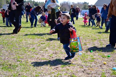 Ned’s Point Easter
The sky was blue above the greening grass on that sunny spring Mattapoisett morning by the sea. On April 12, families gathered at Ned’s Point to celebrate Easter early with a traditional Easter egg hunt, sponsored by the Mattapoisett Lions Club. The Easter Bunny hopped over for a visit, giving children hugs and high-fives as parents scurried to take photos and comfort the smaller ones who were a little reluctant to approach. Photo by Jean Perry
