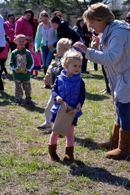 Ned’s Point Easter
The sky was blue above the greening grass on that sunny spring Mattapoisett morning by the sea. On April 12, families gathered at Ned’s Point to celebrate Easter early with a traditional Easter egg hunt, sponsored by the Mattapoisett Lions Club. The Easter Bunny hopped over for a visit, giving children hugs and high-fives as parents scurried to take photos and comfort the smaller ones who were a little reluctant to approach. Photo by Jean Perry
