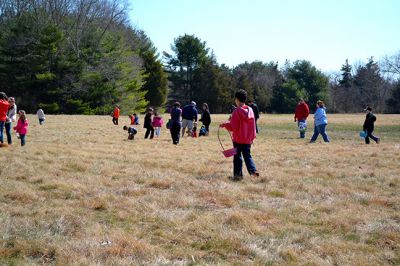 Ned’s Point Easter
The sky was blue above the greening grass on that sunny spring Mattapoisett morning by the sea. On April 12, families gathered at Ned’s Point to celebrate Easter early with a traditional Easter egg hunt, sponsored by the Mattapoisett Lions Club. The Easter Bunny hopped over for a visit, giving children hugs and high-fives as parents scurried to take photos and comfort the smaller ones who were a little reluctant to approach. Photo by Jean Perry
