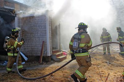 Firefighter Training
The Rochester, Marion and Mattapoisett Fire Departments participated in live burn training exercises this past weekend on Rounseville Road in Rochester. Photos by Nicholas Waleka

