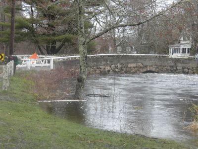 River Road Flood
The heavy rains over the past week finally pushed the Mattapoisett River beyond it's banks causing the road to be closed and flooding near by yards. March 31, 2010.  Photo by Paul Lopes
