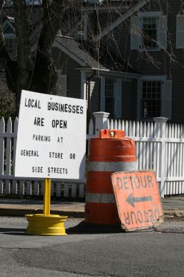 Village Roadwork
Part of Front Street in Marion is closed on Friday, April 2, 2010 for a sewer construction project. Businesses were still open, but access was limited. This is not part of the Village Loop 2 project that is scheduled for Pleasant and Converse Streets in April and May. Photo by Anne O'Brien-Kakley.
