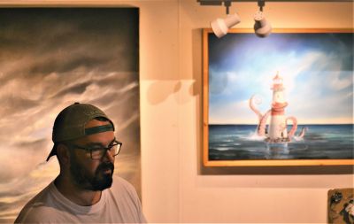 Ryan McFee
This week’s Tri-Town Profile features area artist and Mattapoisett resident Ryan McFee. McFee has an art studio/gallery in New Bedford and is also known for his large-scale murals and street art. Photos by Jonathan Comey
