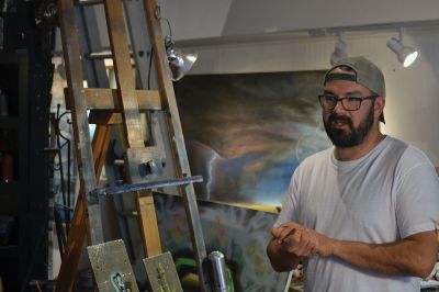 Ryan McFee
This week’s Tri-Town Profile features area artist and Mattapoisett resident Ryan McFee. McFee has an art studio/gallery in New Bedford and is also known for his large-scale murals and street art. Photos by Jonathan Comey
