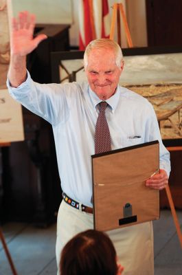 Mattapoisett Historical Society 
The Mattapoisett Historical Society held its 55th Annual Meeting on Sunday afternoon at the Museum and Carriage House, honoring outgoing President and Town Historian Seth Mendell in a ceremony that included the announcement of an endowment fund named for him. New President Jennifer McIntire presented Mendell with an award. Photos by Felix Perez and Marilou Newell.
