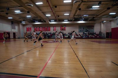 ORR Basketball
The ORR Lady Bulldogs Varsity Basketball team dominated Dighton-Rehoboth 50-24 Thursday night in front of a home crowd in the ORR gymnasium.  The girls went on a 16-2 run in the first quarter and never gave up their lead.  The team improves to 4-1 overall and 3-0 in the South Coast Conference. Sophomore Gabby Reuter and Junior Haley Dickerson each had 14 points and 10 rebounds apiece. Photo by Felix Perez
