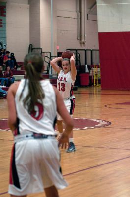 ORR Basketball
The ORR Lady Bulldogs Varsity Basketball team dominated Dighton-Rehoboth 50-24 Thursday night in front of a home crowd in the ORR gymnasium.  The girls went on a 16-2 run in the first quarter and never gave up their lead.  The team improves to 4-1 overall and 3-0 in the South Coast Conference. Sophomore Gabby Reuter and Junior Haley Dickerson each had 14 points and 10 rebounds apiece. Photo by Felix Perez
