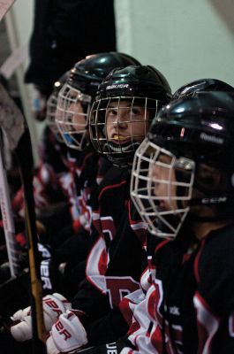 ORR Hockey
On Saturday, January 19, the Old Rochester Regional Varsity Ice Hockey Team ventured to the John Gallo Ice Arena in Bourne to face off against the Wareham Vikings.  Members of the ORR team check out the scoreboard, which was quite active all night.  The official score for the game was 12-2 in ORR’s favor, however, the scoreboard stopped keeping score at 8-2 due to the landslide victory.  The win marked ORR’s sixth of the season, while the Vikings haven’t recorded a win yet.  Photo by Felix Perez.
