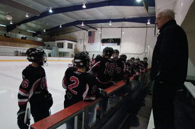 ORR Hockey
On Saturday, January 19, the Old Rochester Regional Varsity Ice Hockey Team ventured to the John Gallo Ice Arena in Bourne to face off against the Wareham Vikings.  Members of the ORR team check out the scoreboard, which was quite active all night.  The official score for the game was 12-2 in ORR’s favor, however, the scoreboard stopped keeping score at 8-2 due to the landslide victory.  The win marked ORR’s sixth of the season, while the Vikings haven’t recorded a win yet.  Photo by Felix Perez.
