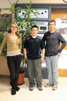 Project 531
Old Rochester eighth graders Holly Frink, Jared Wheeler and Evan Roznoy were selected to represent the Tri-Town as a part of "Project 531", a youth congress that will meet with Governor Deval Patrick on January 14, 2012. Photo by Laura Fedak Pedulli.
