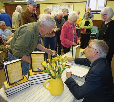 American Treasures
Author Stephen Puleo talks about his new book, "American Treasures," before a captivated audience at the Mattapoisett Free Public Library last Sunday. Photos by Deina Zartman.
