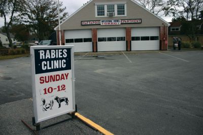 Rabies Clinic
A rabies clinic was held at the Mattapoisett Fire Station on October 2, 2011. Dr. Phil Gaudet and assistant Ashley Leaver administered rabies vaccine at the clinic. Photo by Robert Chiarito.
