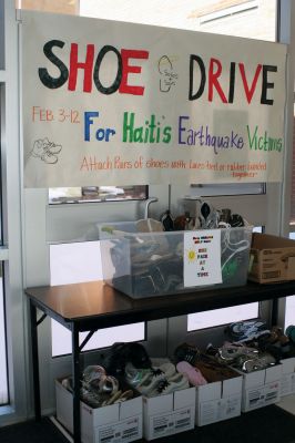 Soles for Soul
ORR high school and junior high school are participating in the Soles for Souls campaign to supply gently used shoes to the victims of the earthquake in Haiti. Teacher Margaret Benson said that its an attempt to help people who have lost everything and cant begin to repair without something to walk in. The schools will continue to collect shoes until the end of the month. Photo by Anne OBrien-Kakley.
