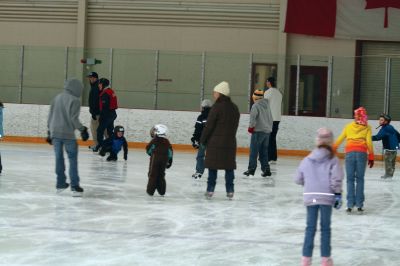 Skating Away
February vacation was made for ice-skating. Here, children on February 18, 2010 shrug off their school worries and skate at the Tabor ice rink during public hours. There will be one more opportunity for the public to enjoy the rink on February 28 between 12:00 and 3:00 pm (Admission $3 per person). Photo by Anne OBrien-Kakley.
