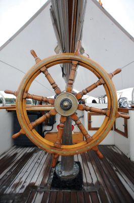 Tabor Boy
Head of School John H. Quirk and Captain James E. Geil  welcomed Marion residents aboard the SSV Tabor Boy, built near Amsterdam in 1914 and brought to Sippican Harbor in 1954. The “Open Ship” took place on Sunday afternoon. Photo by Felix Perez.
