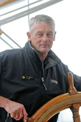Tabor Boy
Head of School John H. Quirk and Captain James E. Geil (pictured) welcomed Marion residents aboard the SSV Tabor Boy, built near Amsterdam in 1914 and brought to Sippican Harbor in 1954. The “Open Ship” took place on Sunday afternoon. Photo by Felix Perez.
