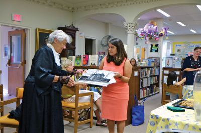 Elizabeth Taber Library
The Elizabeth Taber Library’s Open House featured a very important guest last week: Elizabeth Taber herself, as played by Natalie Hemingway. The festivities included a cake to celebrate what would be the Marion benefactor’s 222nd birthday, a presentation from Hemingway and Library Director Libby O’Neill, and more. Photo by Shawn Badgley. 
