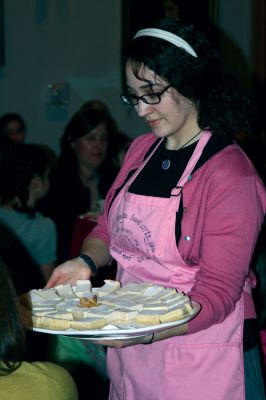 Valentine Tea
The Marion Art Center hosted an American Girl themed Valentine Tea Party on February 6, 2010. Over 20 girls dressed in their pink and red finest enjoyed dainty finger foods, festive cupcakes, red fruit punch, and tea. Morgan Middleton played Kirsten and Phoebe Mock played Singing Bird in the Marion Art Center American Girl mini-musical that accompanied the tea party. Photo by Anne OBrien-Kakley.
