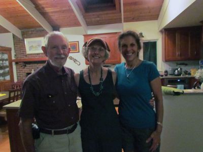 Affordable Travel Club
Marion’s Diane Bondi-Pickles with her visitors Gene and Sally Wilson – in town for a visit from Arizona – all members of the Affordable Travel Club. Read more on p. 4. Photo by Joan Hartnett-Barry. 
