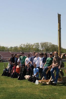 Trebuchet Time
Senior Carl Dias and freshman Callum McLaughlin from Old Rochester Regional High Schools engineering class constructed this large working trebuchet with guidance from their teacher Tom Norris. The trebuchet was tested in the football fields with gallons of water, a rock and a watermelon. Delightful throwing and smashing ensued. Photo by Anne OBrien-Kakley.
