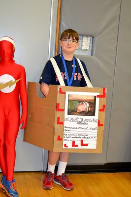 Vocabulary Day Parade 
A living, breathing, (and giggling) dictionary of vocabulary words displayed their intellect and imagination at Rochester Memorial School during its first annual Vocabulary Day Parade on April 4. Photo by Jean Perry
