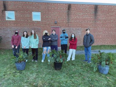 Community Service Learning Club
Thank you to students in the Old Rochester Regional High School Community Service Learning Club and the Environmental Club for picking up trash around the perimeter of the school - they collected a few trash barrels full. They also spent time after school planting tulip bulbs to enjoy in the spring and winter greens for our entrance. Photos courtesy of Karan Browning
