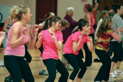 Zumbathon
The ORR high school gymnasium was alive with music and movement on Sunday, April 11, 2010, when dancers took to the floor for a good cause. For a $30 contribution, participants could Zumba for three hours, and the proceeds of the Zumbathon went to Compassionate Care for ALS in Falmouth, a non-profit organization that provides equipment and support to families affected by ALS. The Zumbathon was in honor of Jeffrey Lawrence, a 47-year-old man living with ALS (Amyotrophic lateral sclerosis).
